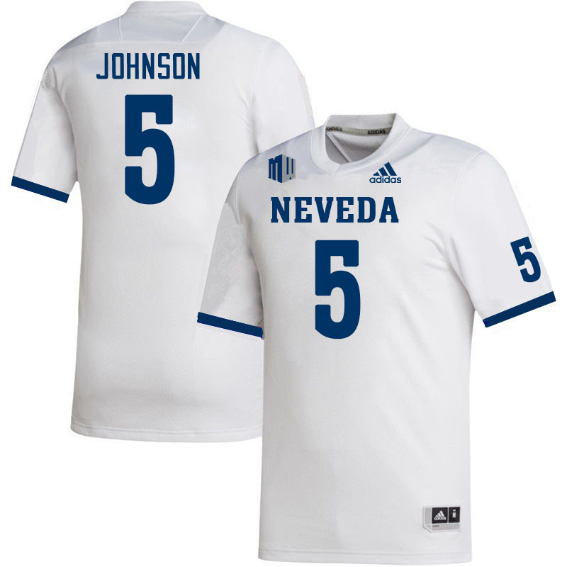 Men-Youth #5 Emany Johnson Neveda Wolfpack 2023 College Football Jerseys Stitched-White